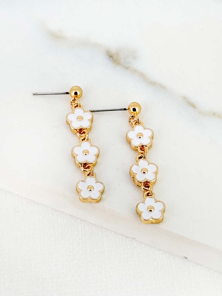 Envy Daisy Drop Earrings - Gold