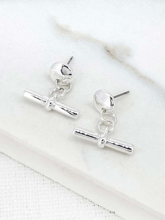 Envy T-Bar Earrings - Silver