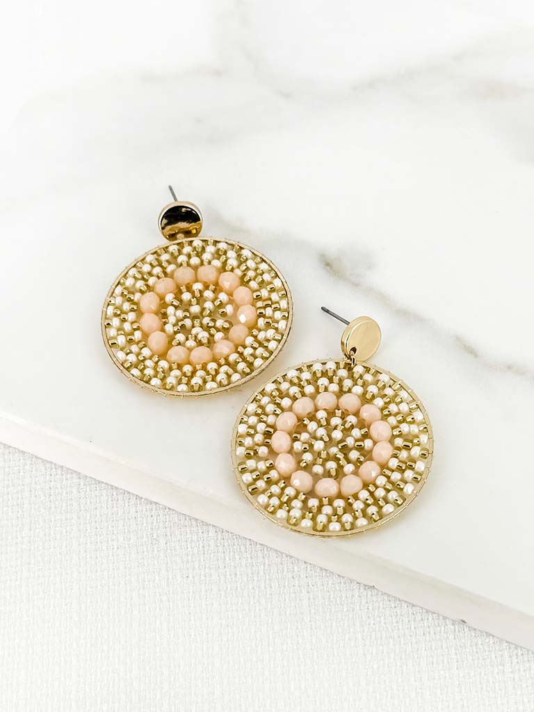 Envy Mandala Beaded Earrings - Natural