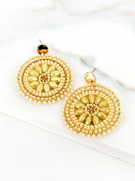 Envy Mandala Beaded Earrings - Gold