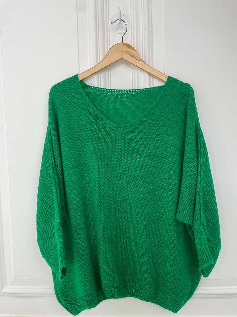 V-Neck Boyfriend Knit - Clover