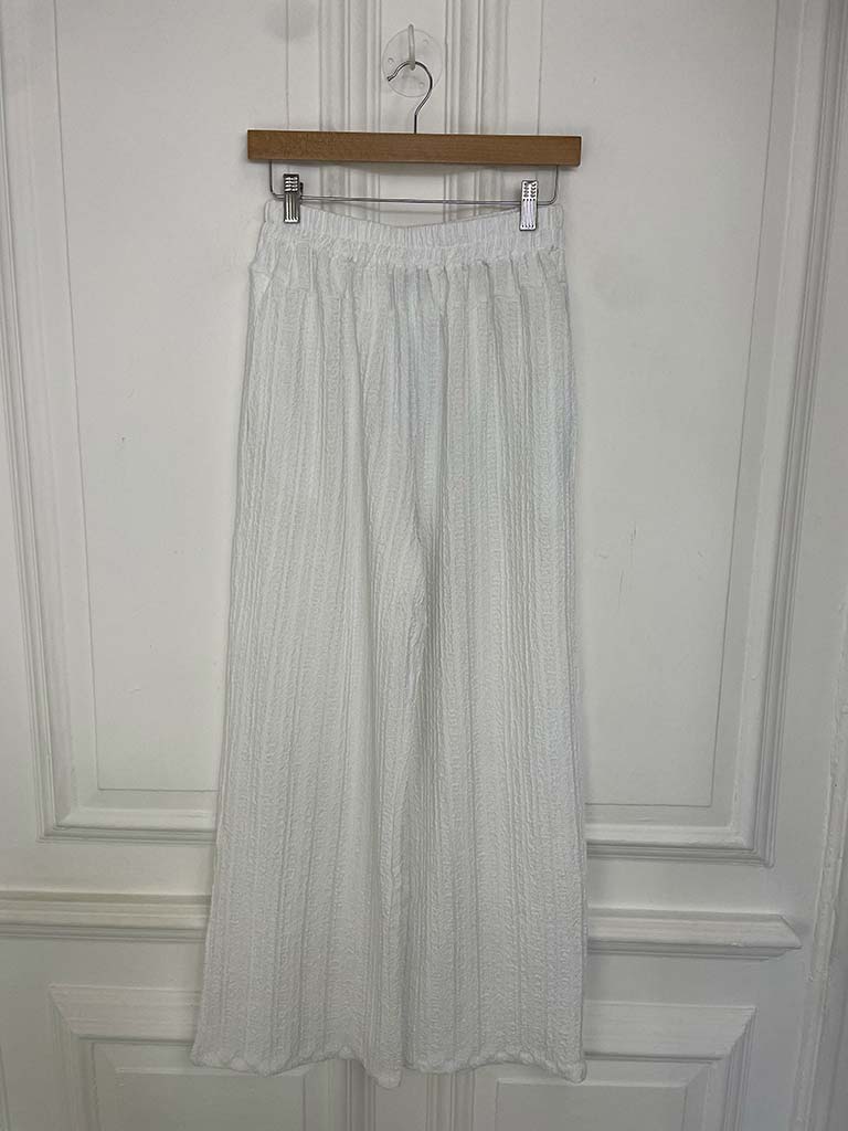 Textured Palazzos - White