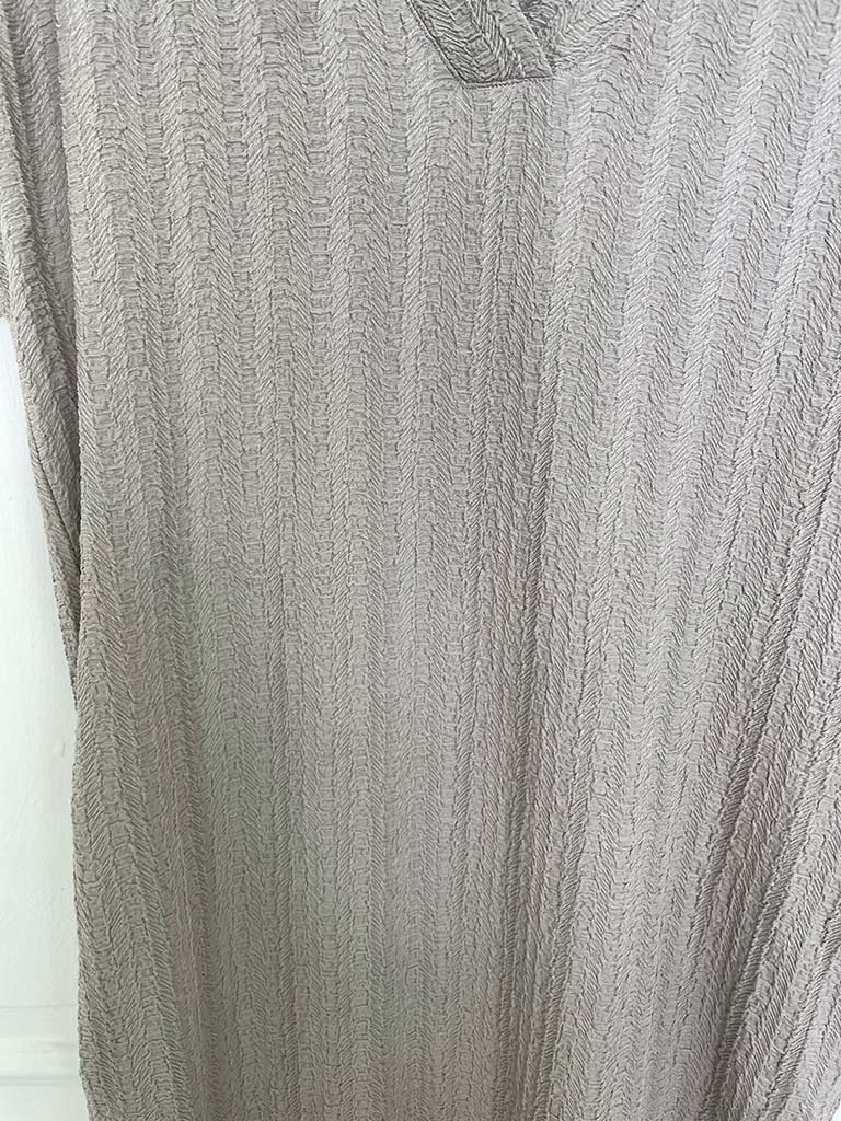 Textured Side Split Dress - Pebble