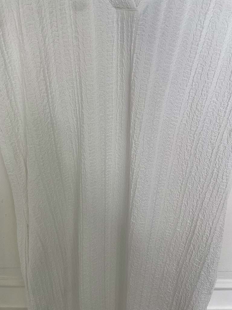 Textured Side Split Dress - White