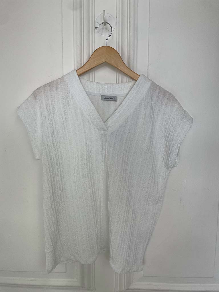 Textured V-Neck Top - White