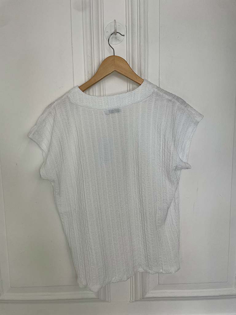 Textured V-Neck Top - White