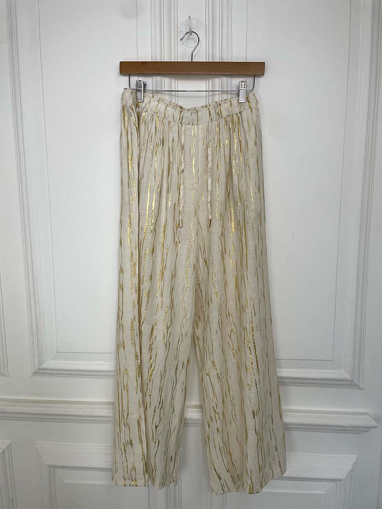 Malissa J Metallic Shimmer Trousers - Cream