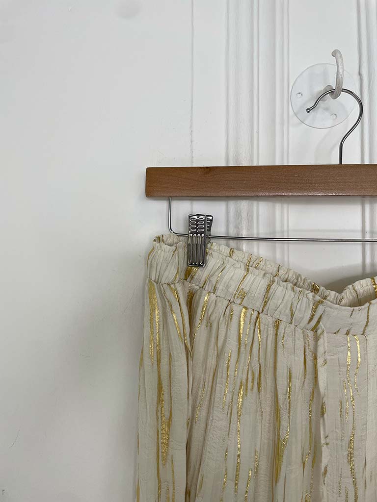 Malissa J Metallic Shimmer Trousers - Cream