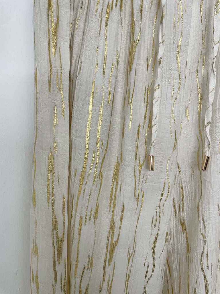 Malissa J Metallic Shimmer Trousers - Cream