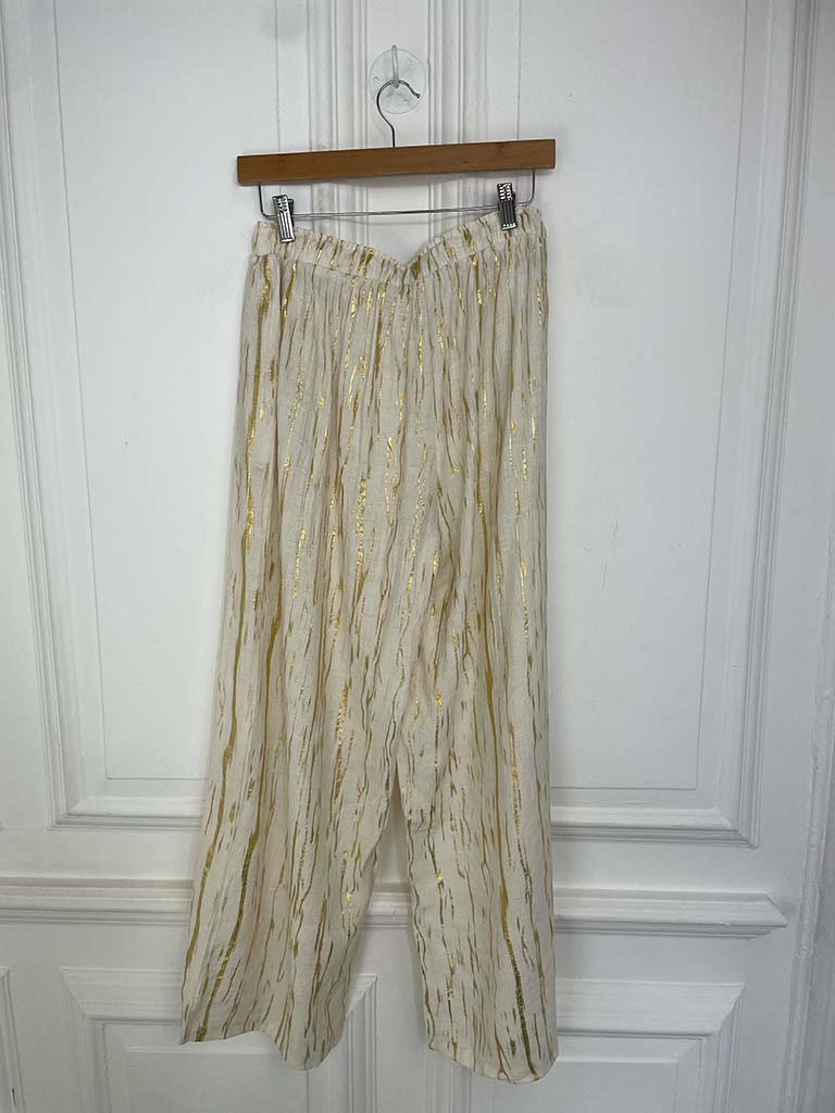 Malissa J Metallic Shimmer Trousers - Cream