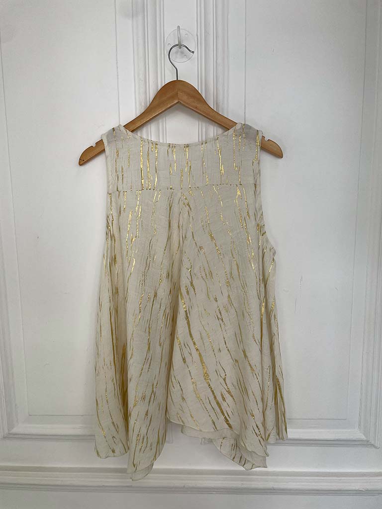 Malissa J V-Neck Bias Cut Vest - Cream & Gold