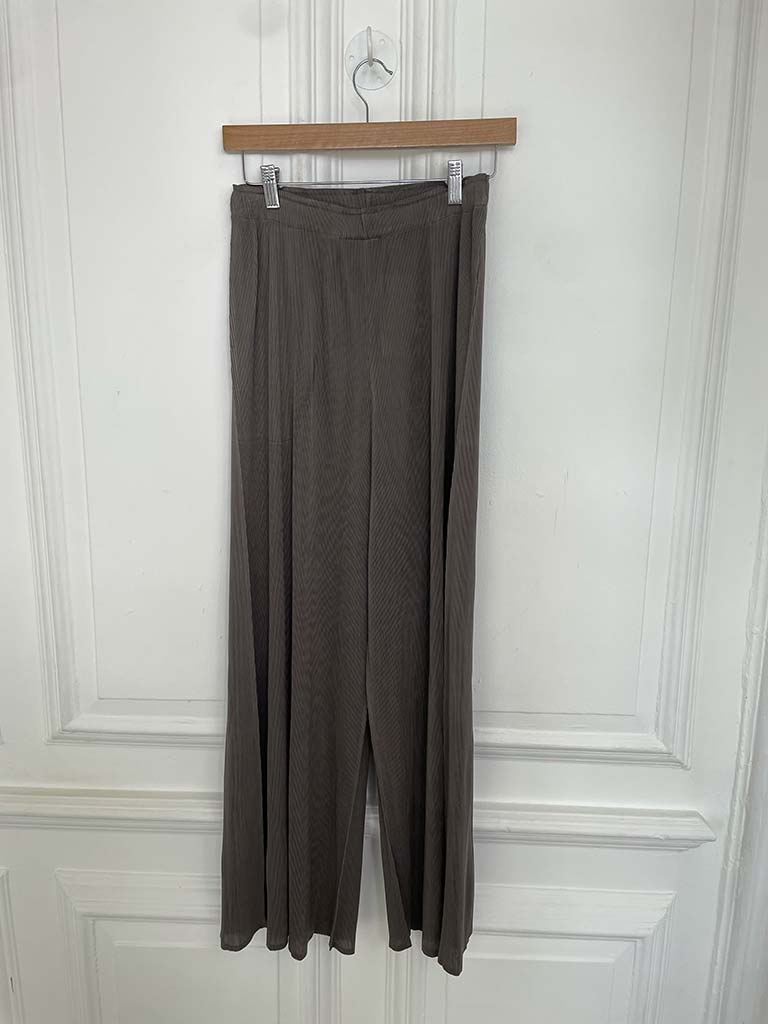 Malissa J Micropleat Wide Leg Trousers - Mushroom