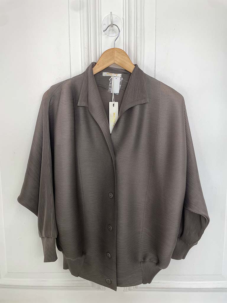 Malissa J Micropleat Jacket - Mushroom