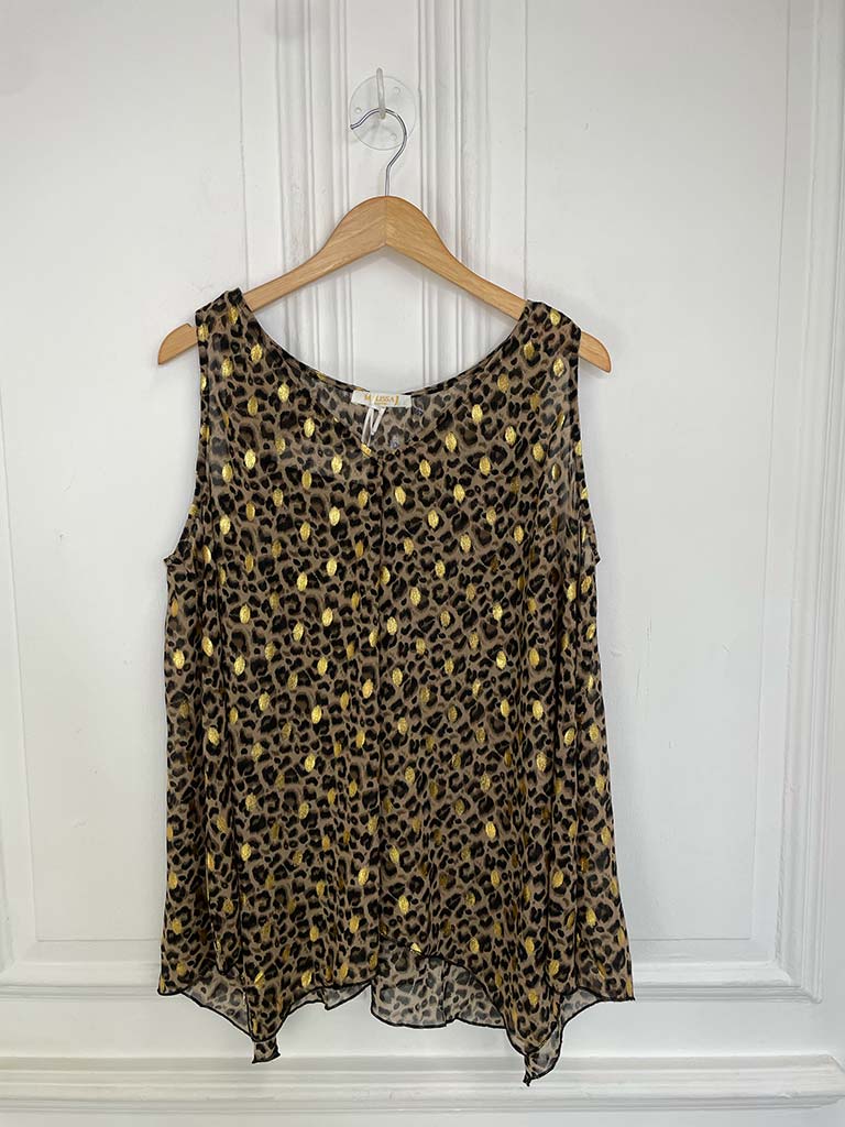 Malissa J V-Neck Bias Cut Vest - Leopard