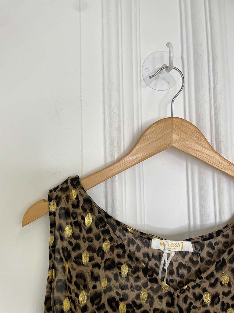 Malissa J V-Neck Bias Cut Vest - Leopard