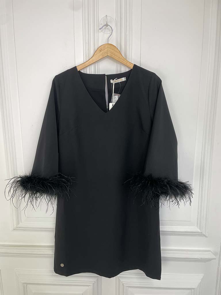 Malissa J Rio Feather Dress - Black