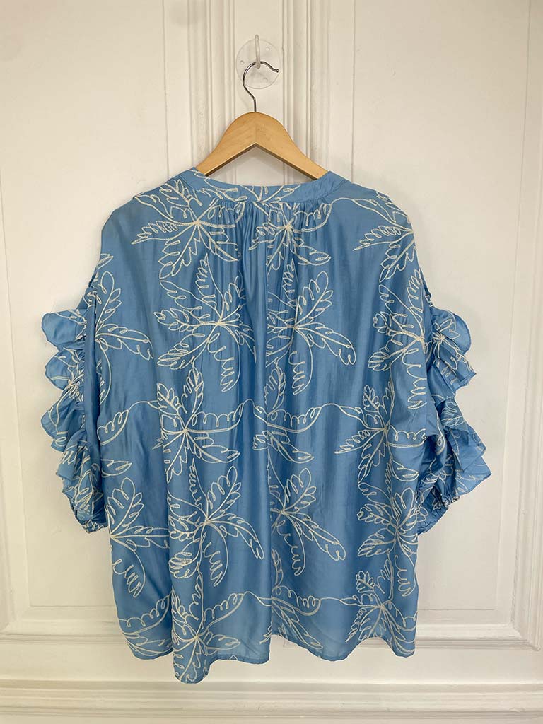 Malissa J Ruffle Sleeve Shirt - Blue