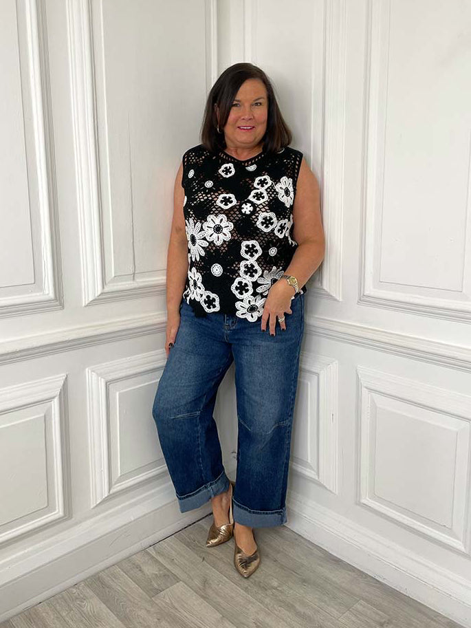 Malissa J Crochet Flower Tank Knit - Mono