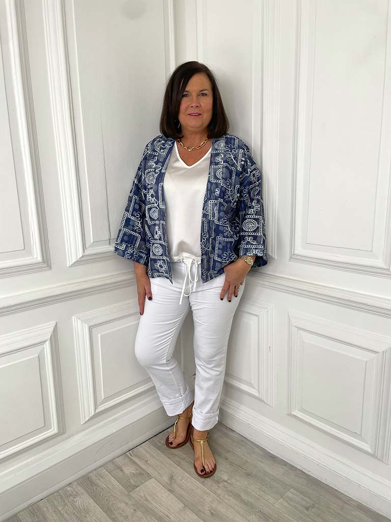 Malissa J Daisy Print Short Kimono