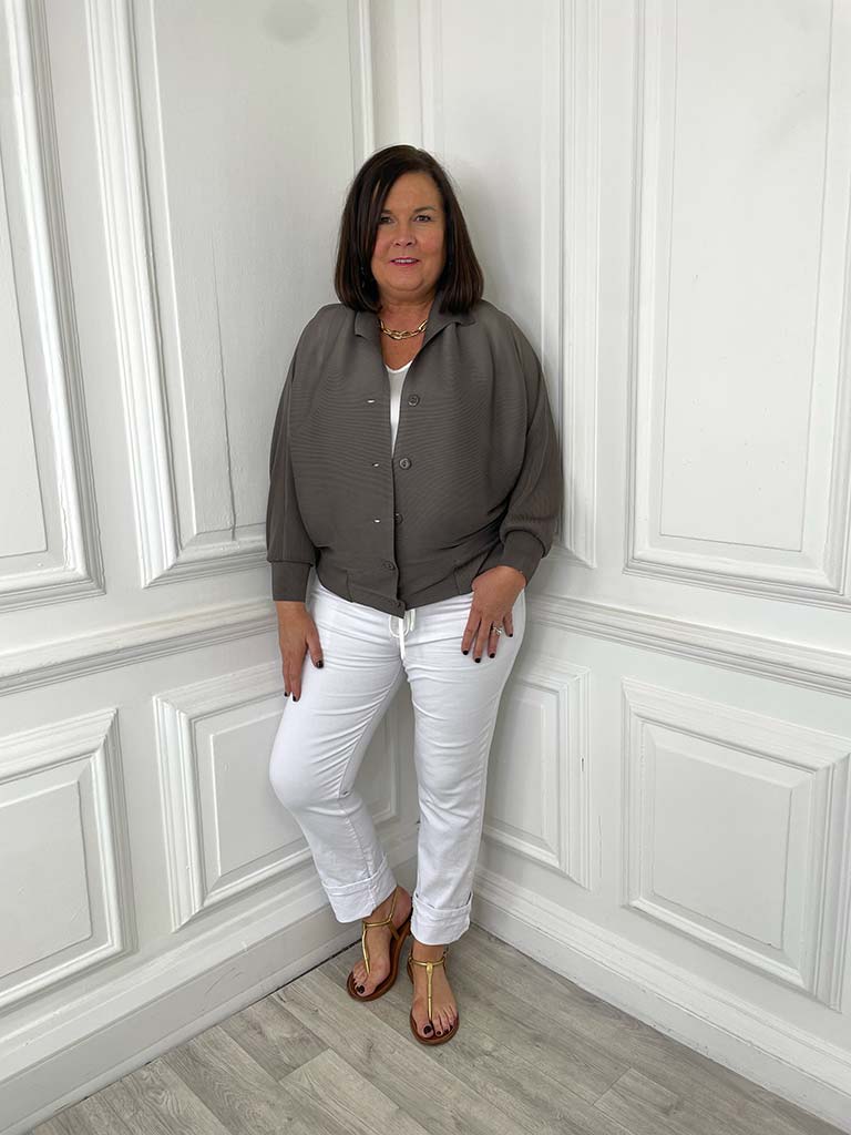 Malissa J Micropleat Jacket - Mushroom