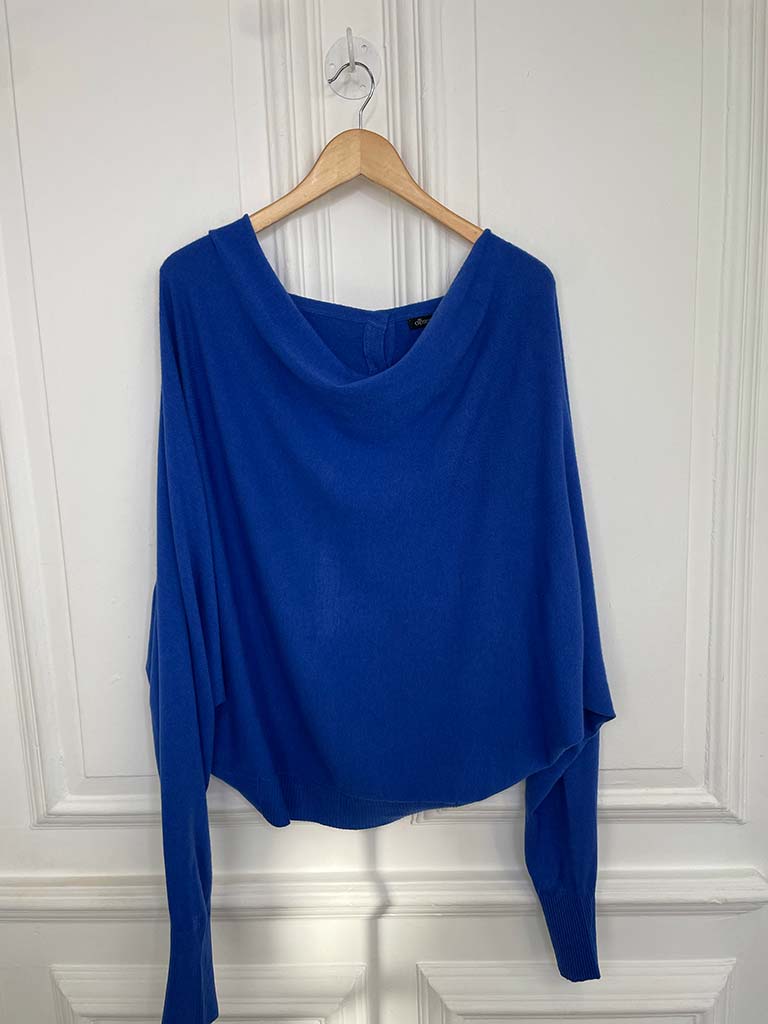 Button Back Cowl Knit - Electric Blue