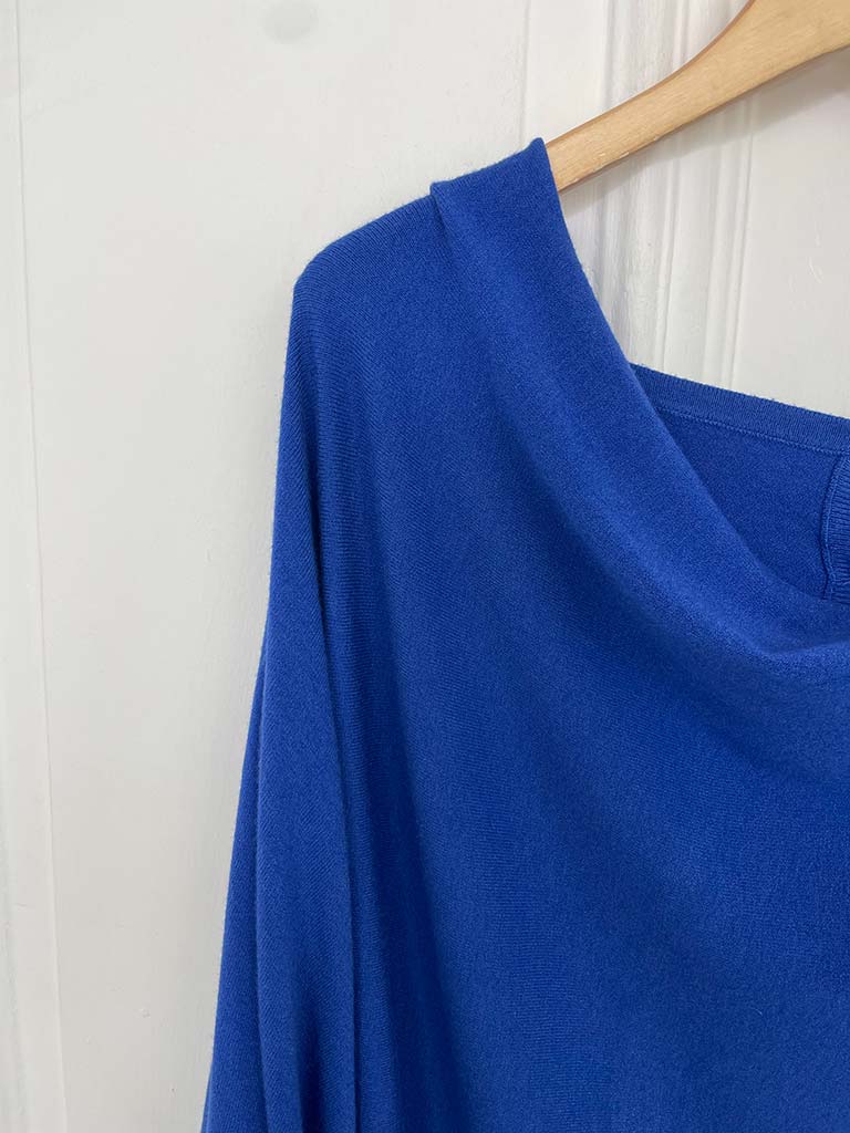 Button Back Cowl Knit - Electric Blue