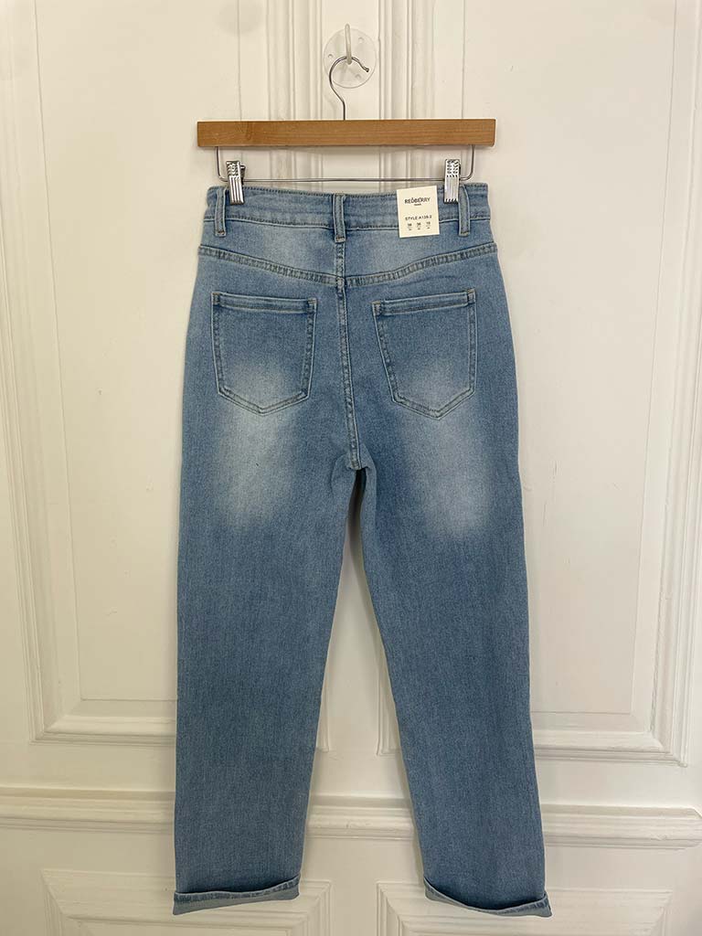 Straight Leg Jeans - Pale Blue