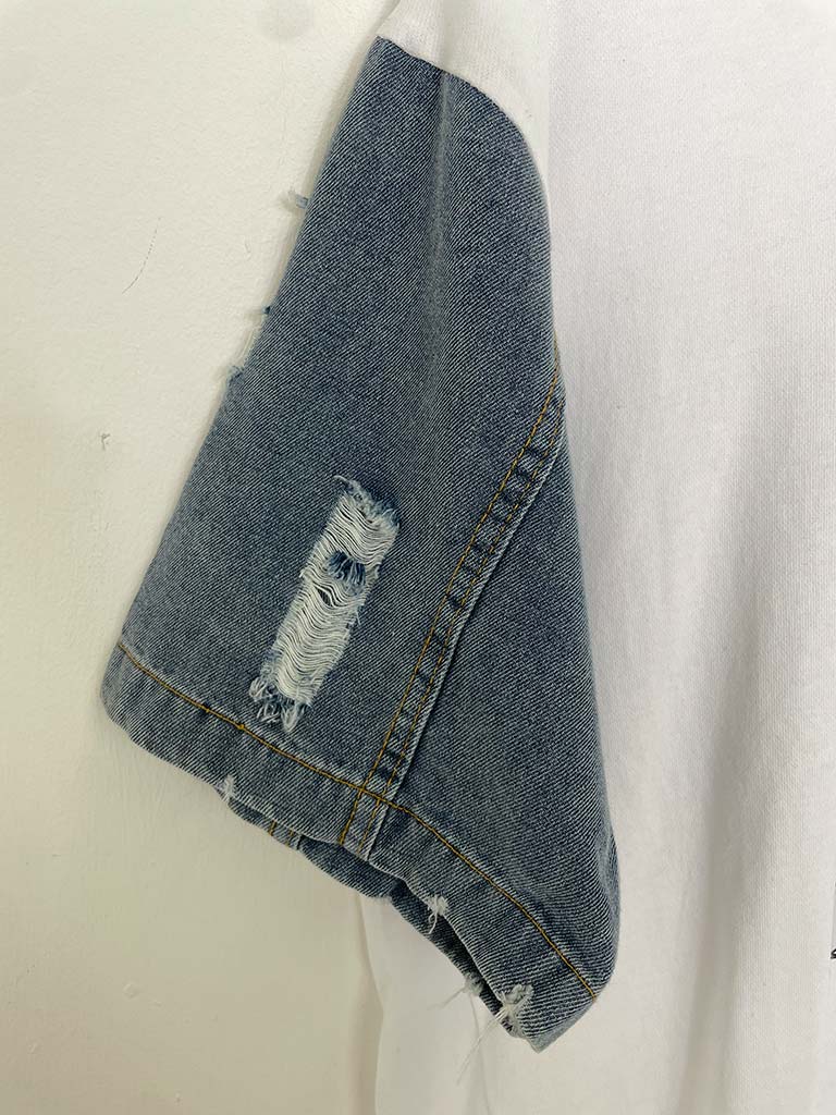 Denim Sleeve Logo Tee