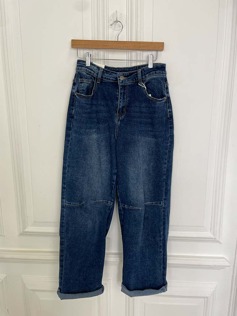 Barrel Leg Jeans - Mid Blue
