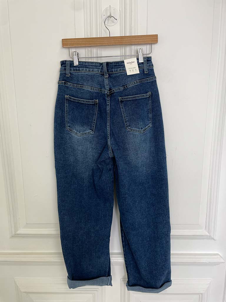 Barrel Leg Jeans - Mid Blue