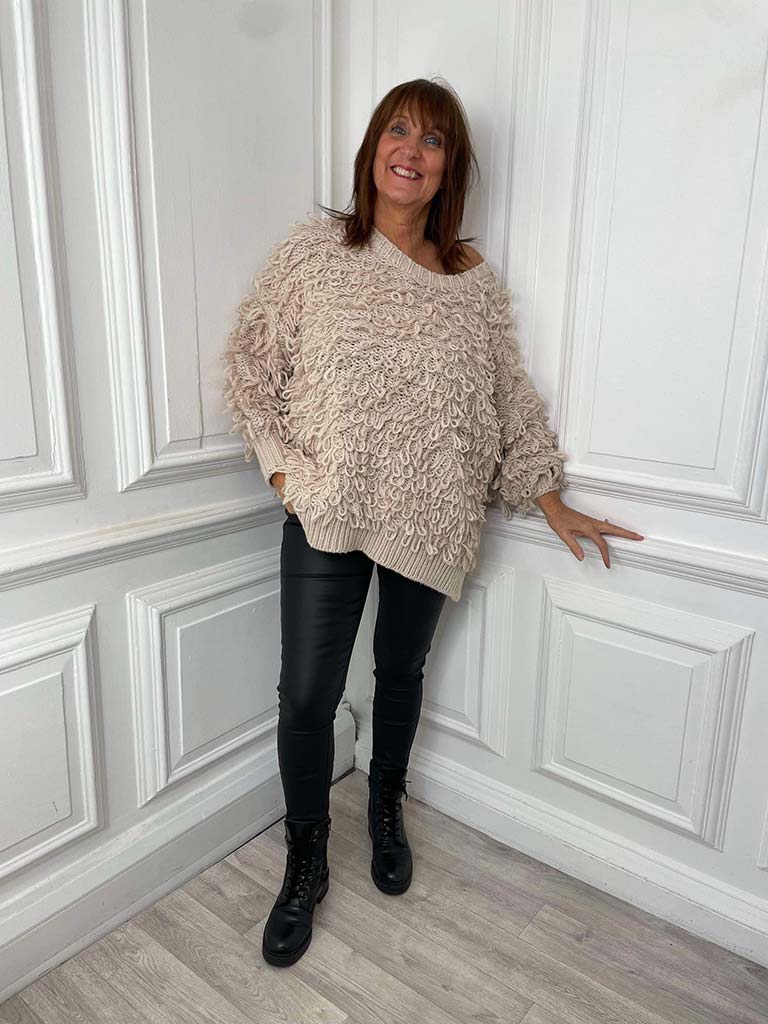 Malissa J Looped Chunky Knit - Stone