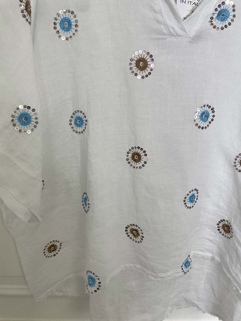 Linen Sequin Burst Top