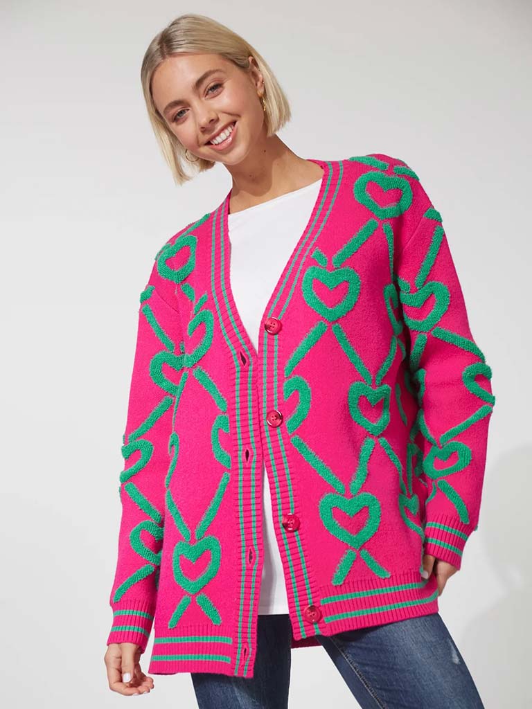 Haven Tromso Heart Cardigan - Azalea