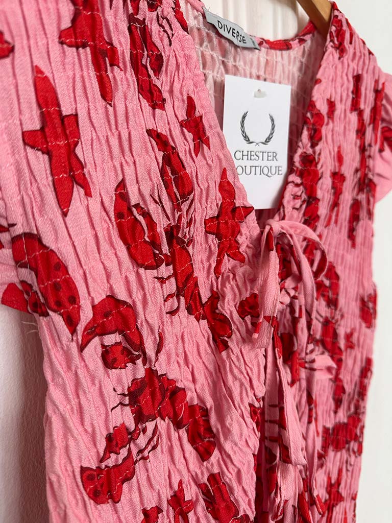 Tie Front Shirred Dress - Lobster & Starfish