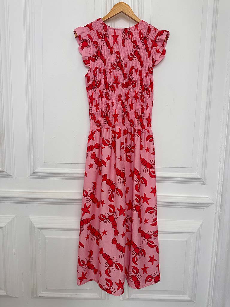 Tie Front Shirred Dress - Lobster & Starfish