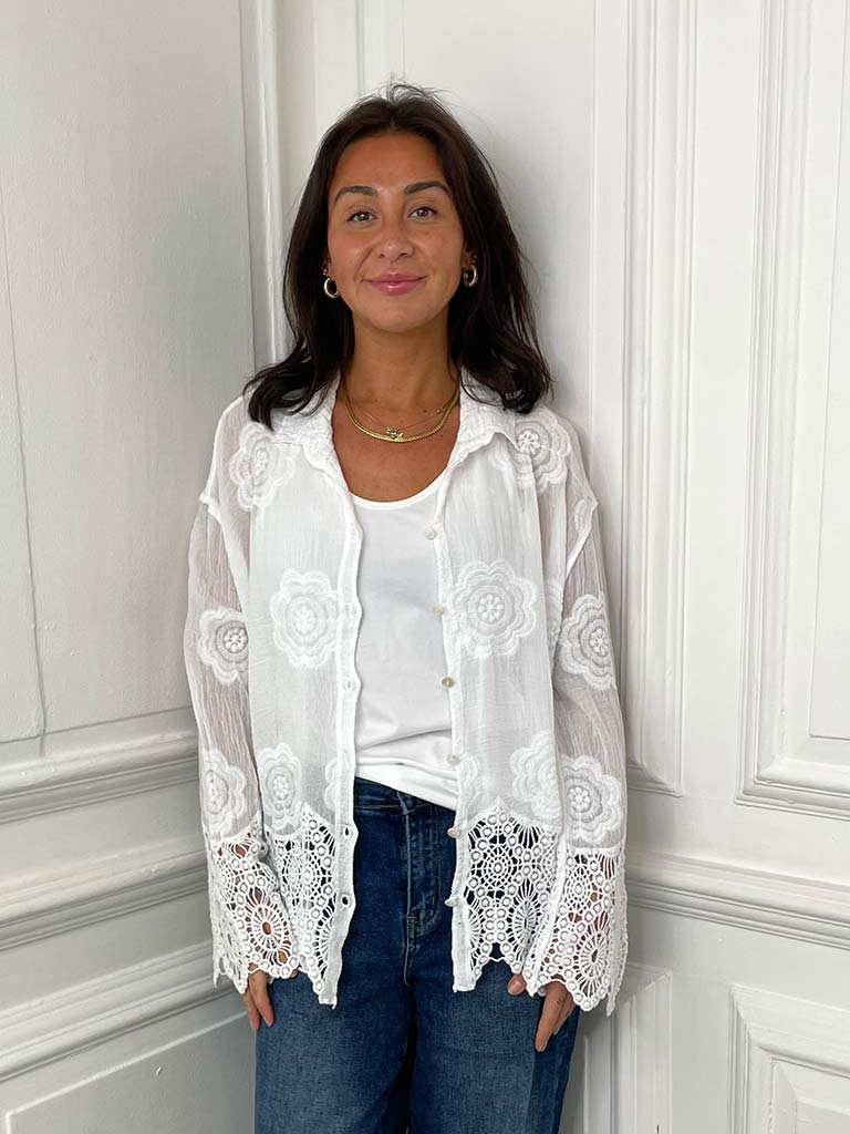Cut Out Broderie Anglaise Shirt
