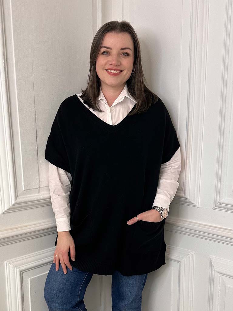 Malissa J Pocket Tank Knit - Black