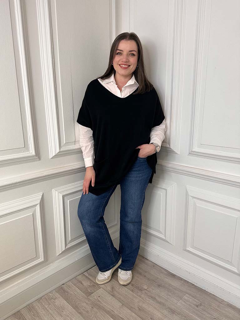 Malissa J Pocket Tank Knit - Black