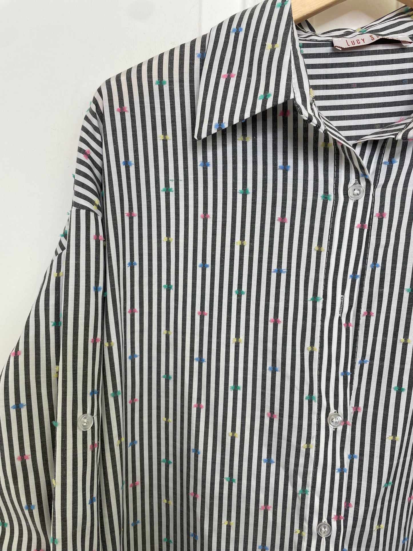 Striped Confetti Burst Shirt - Black