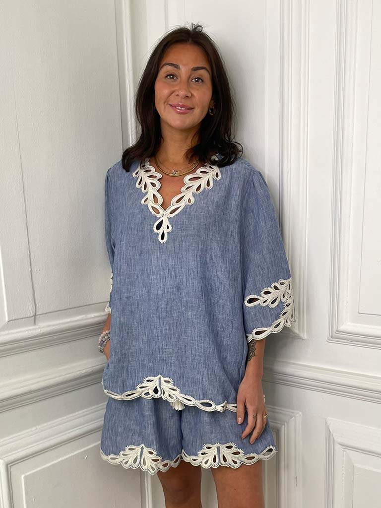 Chambray Embroidered Co-ord