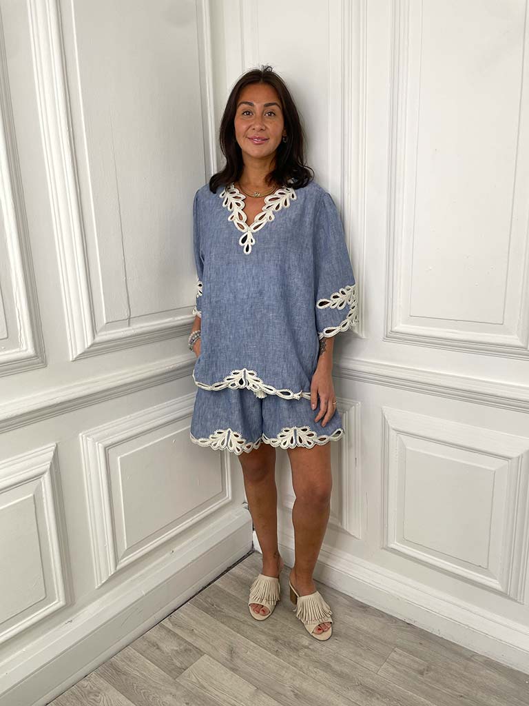Chambray Embroidered Co-ord