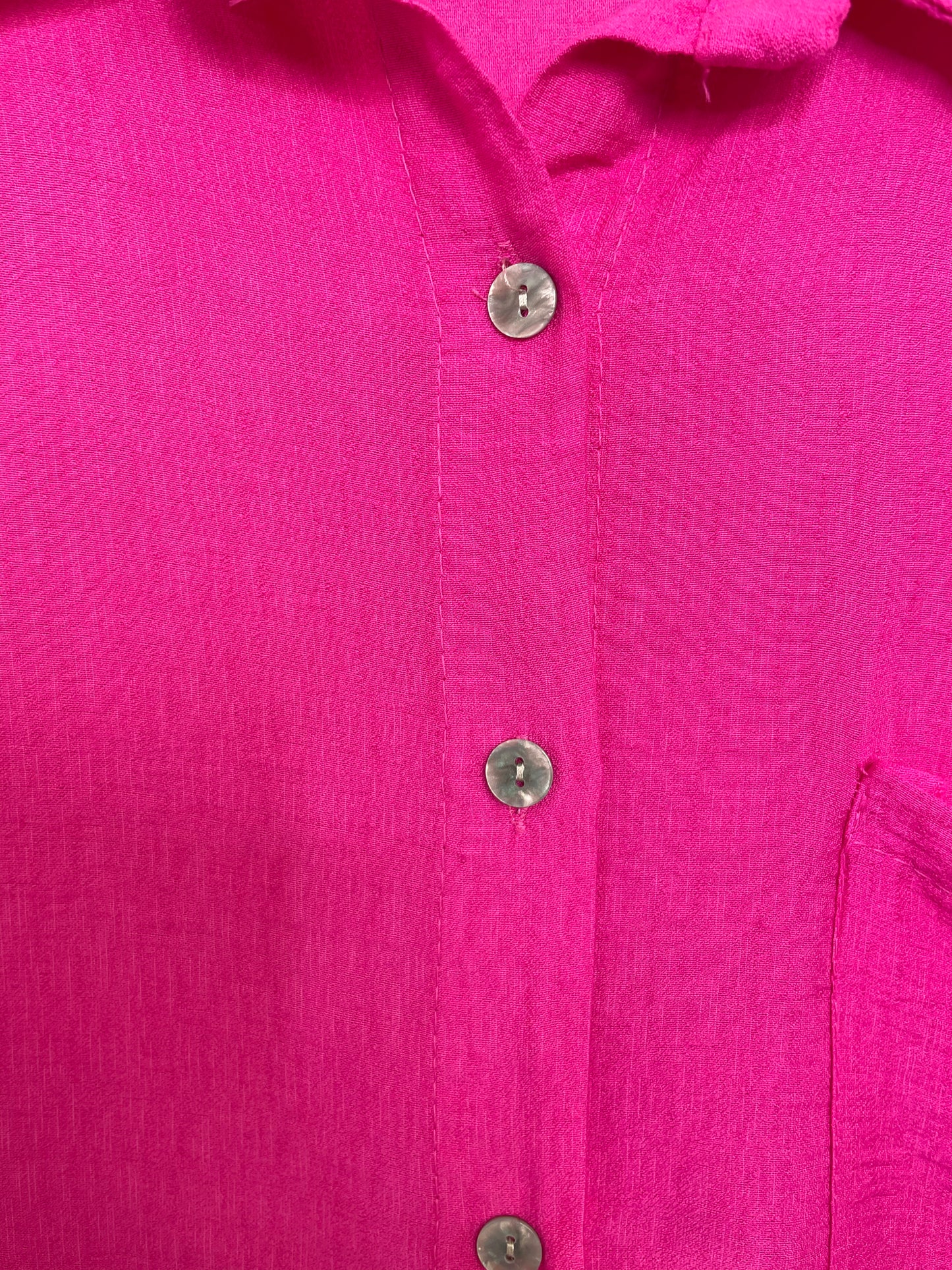 One Pocket Dipped Back Shirt - Hot Pink