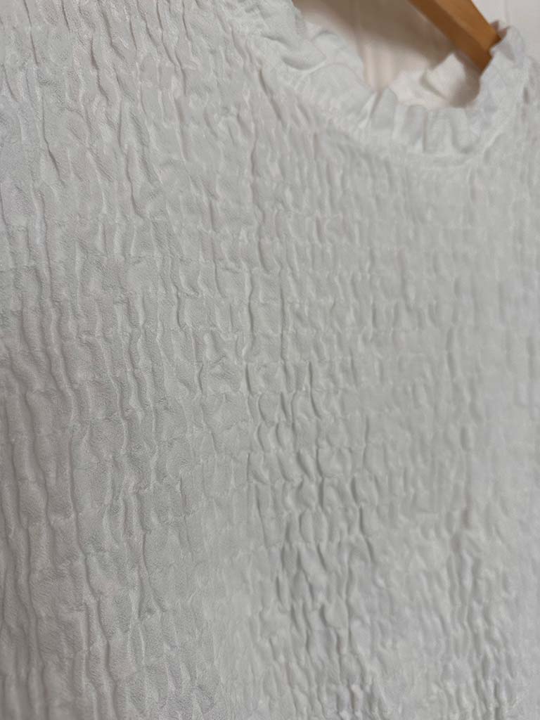 Shirred Frill Top - White