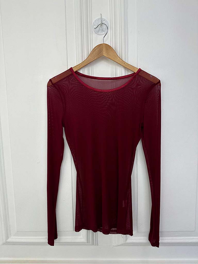 Basic Mesh Layering Top - Merlot