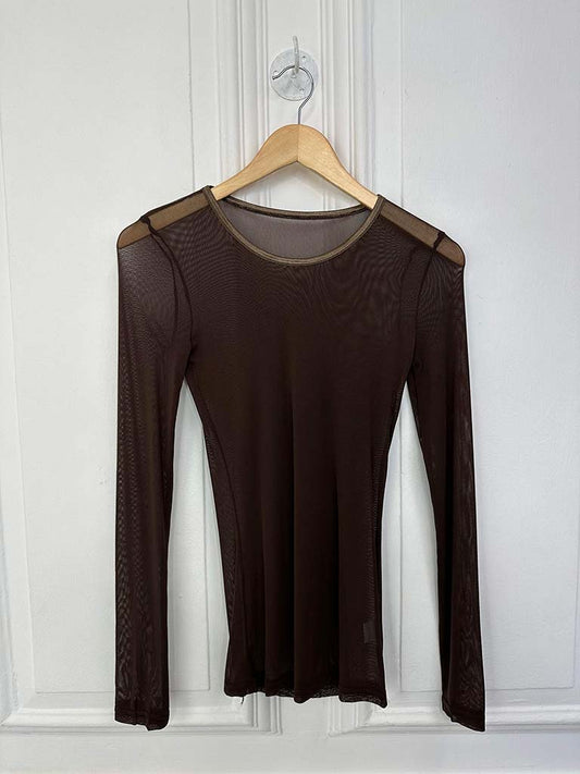 Basic Mesh Layering Top - Chocolate