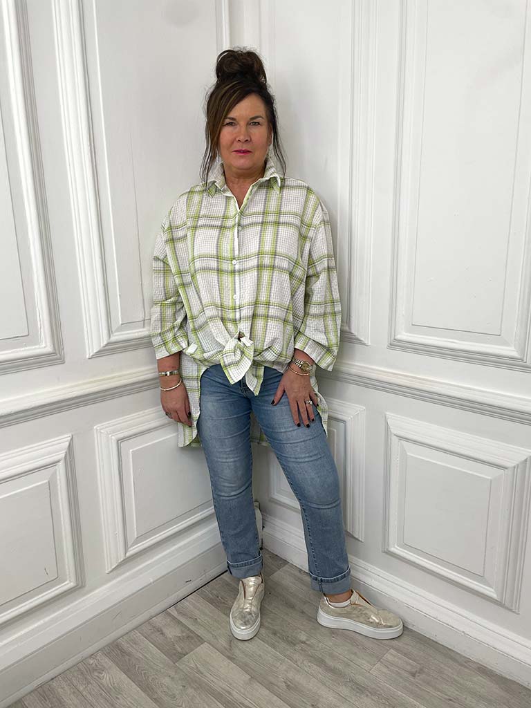 Checked Waffle Shirt - Lime