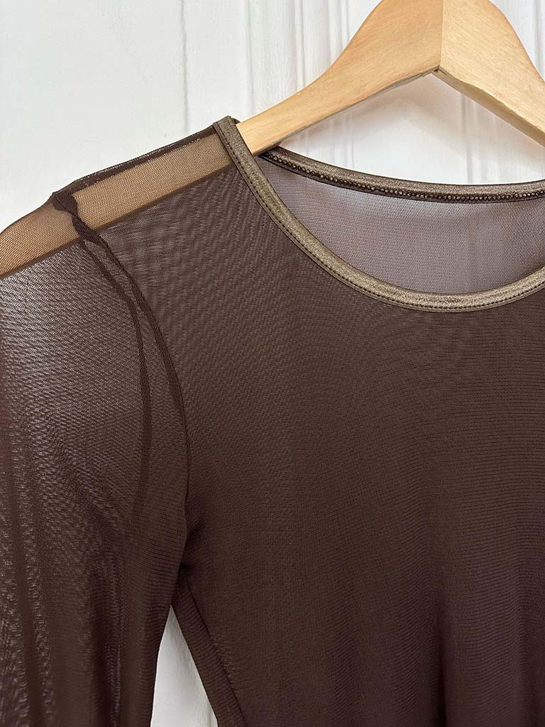 Basic Mesh Layering Top - Chocolate