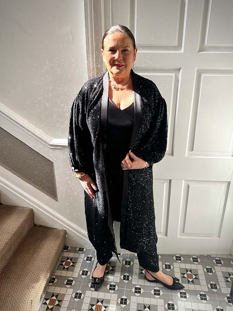 Malissa J Cigarette Sequin Trousers - Black