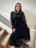 Malissa J Lace & Sequin Skirt - Black