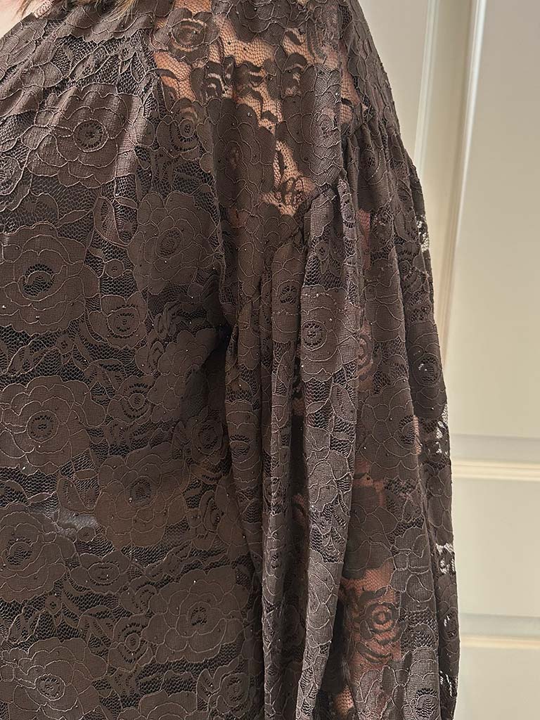 Malissa J Studded Lace Duster Jacket - Chocolate